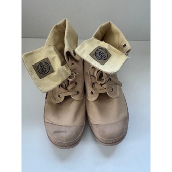 Kaiqi Casual Men’s High-Top Canvas Boots Size US 11.5–12 Beige Fold Over Combat - Picture 3 of 9